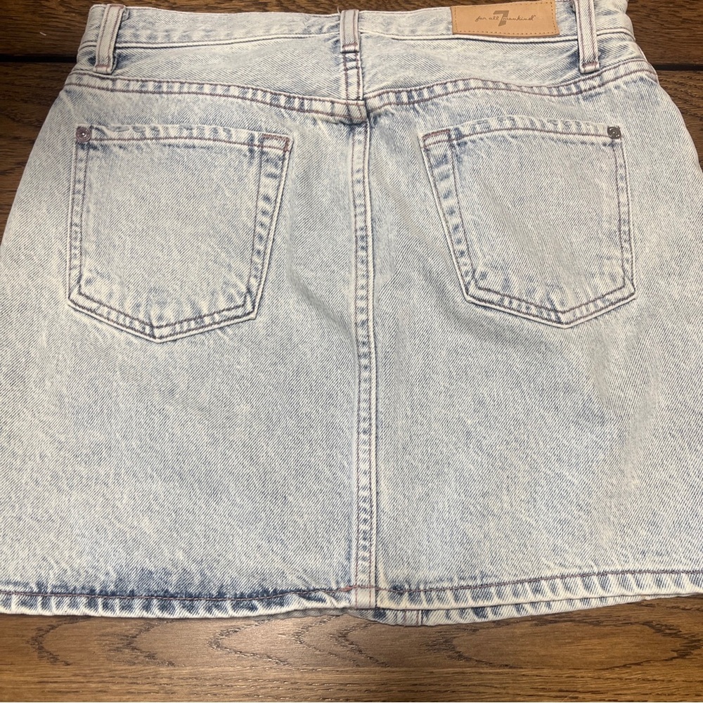 7 For All Mankind Women Light Blue Wash Denim Mini Skirt Sz. 26 - Picture 6 of 9